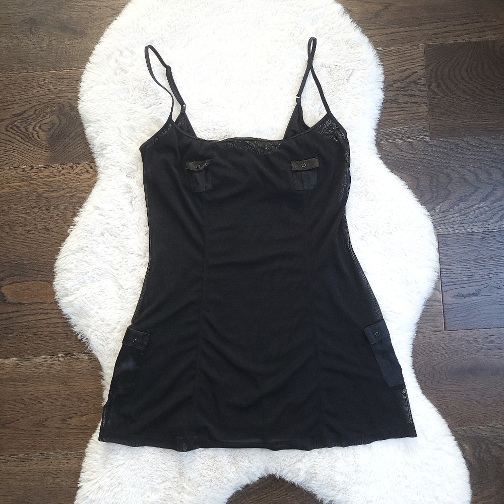 Vintage La Senza Y2K Satin Mesh Crop Utility Cargo Neglige Pants Set - Picture 2 of 14